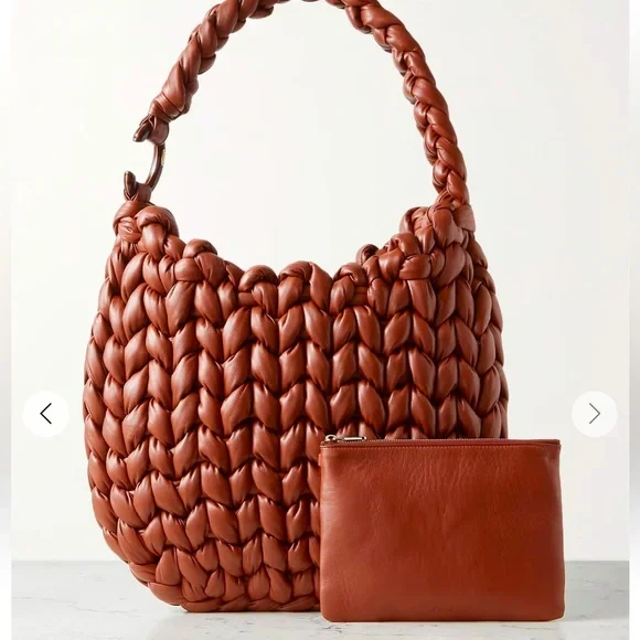New Chloe Small Wooden C Crochet Sepia Brown Leather Hobo Bag - Picture 1 of 14